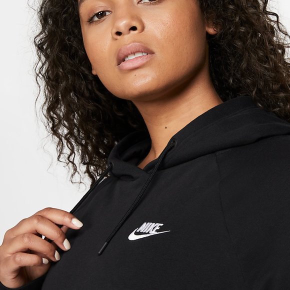 Nike Essential Black Fleece Pullover Hoodie 1X - Picture 2 of 8